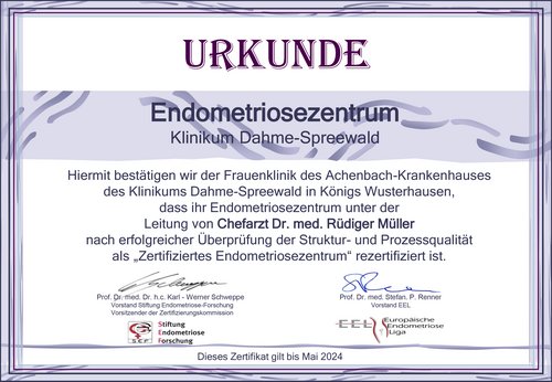 Zertifikat Endometriosezentrum