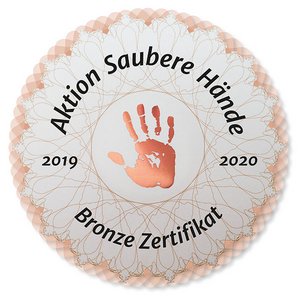 Bronzezertifikat der Aktion Saubere Hände Bronzezertifikat der Aktion Saubere Hände