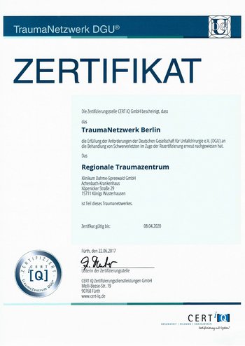 Zertifikat Traumazentrum